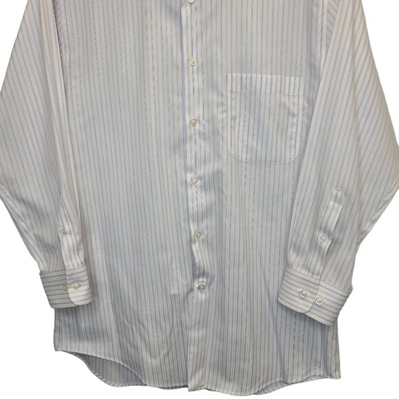 Joseph Abboud Mens 16-32 Tailored Fit Cotton White Striped White Dress Shirt - Picture 3 of 16
